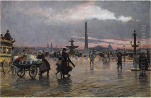 Concorde Pladsen, Paris (place De La Concorde, Paris) by Paul-Gustave Fischer