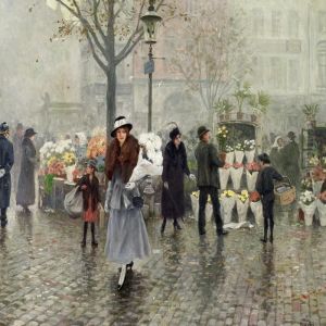 A Flower Market In Hojbroplads In Copenhagen by Paul-Gustave Fischer