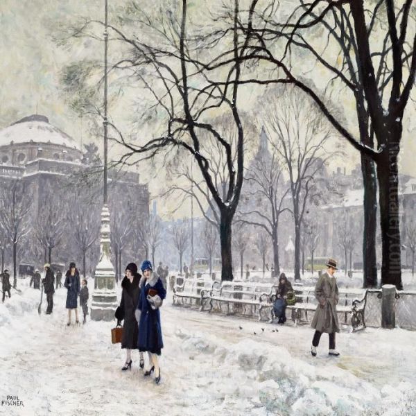 Winter Day In Kongens Nytorv With Two Elegant Women - view 1