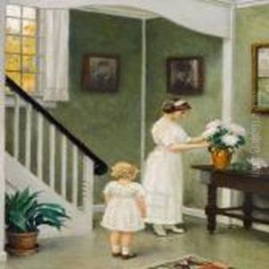 An Interior With The Artist's Daughter Musse And Grandchild Grethe