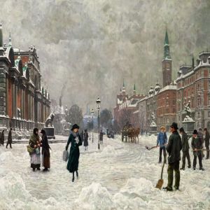 Winter Day Outside Glyptoteket In Copenhagen by Paul-Gustave Fischer