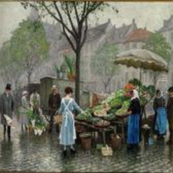 A Stall Of Vegetables In Hojbro Plads In Copenhagen - view 1