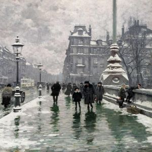 Winter Day On Dronning Louise's Bridge In Copenhagen by Paul-Gustave Fischer