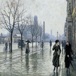 Rainy Day On Vesterbrogade, Copenhagen by Paul-Gustave Fischer