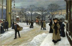 Vinterdag Pa Kongens Nytorv (winter In Kongens Nytorv,copenhagen) by Paul-Gustave Fischer