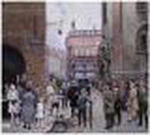 A Bustling Street, Copenhagen by Paul-Gustave Fischer