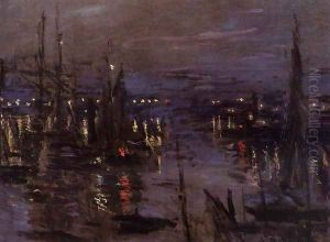 The Port Of Le Havre Night Effect by Claude Oscar Monet