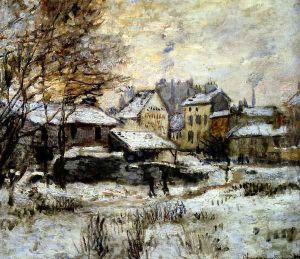 Snow Effect With Setting Sun by Claude Oscar Monet