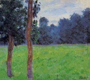 Two Trees In A Meadow by Claude Oscar Monet