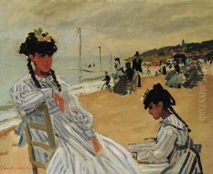 On The Beach At Trouville by Claude Oscar Monet