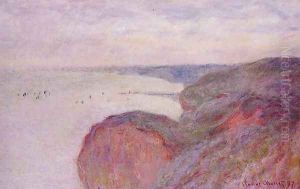 On The Cliff Near Dieppe Overcast Skies by Claude Oscar Monet