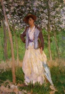 The Stroller (Suzanne Hischede) Aka Taking A Walk by Claude Oscar Monet