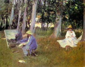 Sargent Claude monet_painting_in a garden 1885