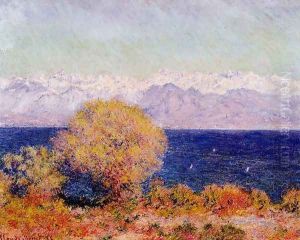 View Of Cap D Antibes Aka View Of The Bay And Maritime Alps At Antibes by Claude Oscar Monet
