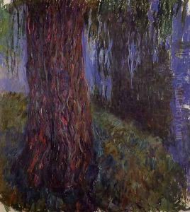 Water-Lily Garden with Weeping Willow by Claude Oscar Monet