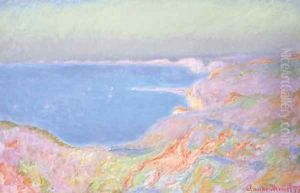 Sur la falaise pres de Dieppe, soleil couchant by Claude Oscar Monet