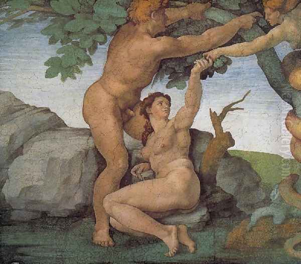 Ceiling Of The Sistine Chapel Genesis The Fall And Expulsion From Paradise The Original Sin by Michelangelo Buonarroti