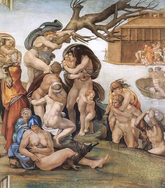 The Deluge (detail-1) 1508-09 by Michelangelo Buonarroti