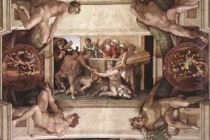 Sacrifice of Noah (with ignudi and medallions) 1509 by Michelangelo Buonarroti