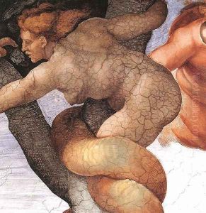 The Fall and Expulsion from Garden of Eden (detail-7) 1509-10 by Michelangelo Buonarroti