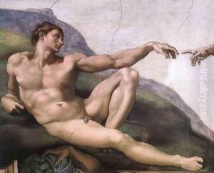 Creation of Adam (detail-1) 1510 by Michelangelo Buonarroti