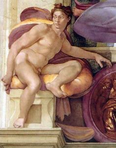 Ignudo -11 1509 by Michelangelo Buonarroti