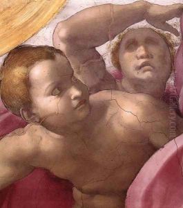 Creation of the Sun, Moon, and Plants (detail-3) 1511 by Michelangelo Buonarroti