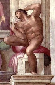 Ignudo -8 1511 by Michelangelo Buonarroti