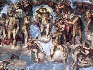 Last Judgment (detail-1) 1537-41 by Michelangelo Buonarroti
