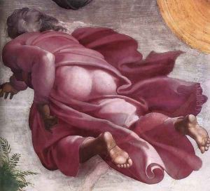 Creation of the Sun, Moon, and Plants (detail-2) 1511 by Michelangelo Buonarroti