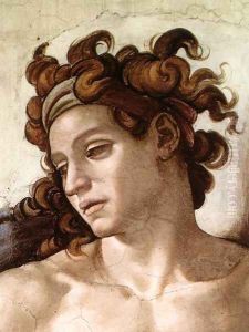 Ignudo -4 (detail) 1509 by Michelangelo Buonarroti