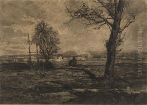Campagna Piemontese Con Figure by Carlo Follini
