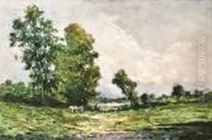 Paesaggio Con Figure Ed Animali Al Pascolo