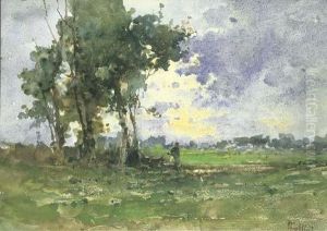 Paesaggio Con Contadina by Carlo Follini