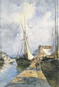 Canale Con Barche by Carlo Follini