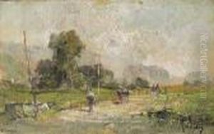 Paesaggio Con Figure by Carlo Follini