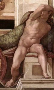 Ignudo -8 1509 by Michelangelo Buonarroti