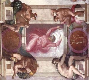 Separation of Light from Darkness (with ignudi and medallions) 1511 by Michelangelo Buonarroti