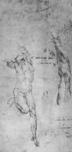 Male Nude Arm Bearded Man by Michelangelo Buonarroti
