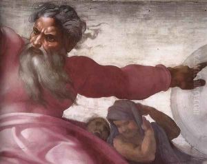 Creation of the Sun, Moon, and Plants (detail-4) 1511 by Michelangelo Buonarroti