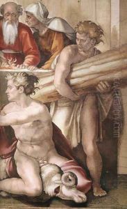 Sacrifice of Noah (detail-2) 1509 by Michelangelo Buonarroti