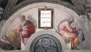 Hezekiah - Manasseh - Amon 1511-12 by Michelangelo Buonarroti