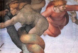 The Fall and Expulsion from Garden of Eden (detail-1) 1509-10 by Michelangelo Buonarroti