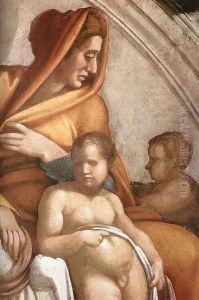 Uzziah - Jotham - Ahaz (detail-2) 1511-12 by Michelangelo Buonarroti