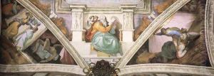 Frescoes above the entrance wall 1508-12 by Michelangelo Buonarroti