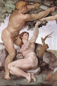 The Fall and Expulsion from Garden of Eden (detail-8) 1509-10 by Michelangelo Buonarroti
