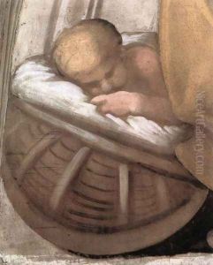 Hezekiah - Manasseh - Amon (detail-2) 1511-12 by Michelangelo Buonarroti