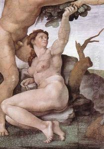 The Fall and Expulsion from Garden of Eden (detail-6) 1509-10 by Michelangelo Buonarroti