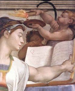 The Erythraean Sibyl (detail-1) 1509 by Michelangelo Buonarroti
