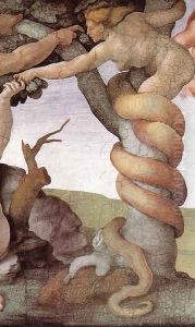 The Fall and Expulsion from Garden of Eden (detail-2) 1509-10 by Michelangelo Buonarroti